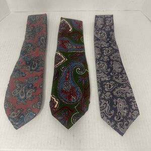 Lot of 3 Vintage Mens Formal Neck Ties (Paisley & Multicolor)